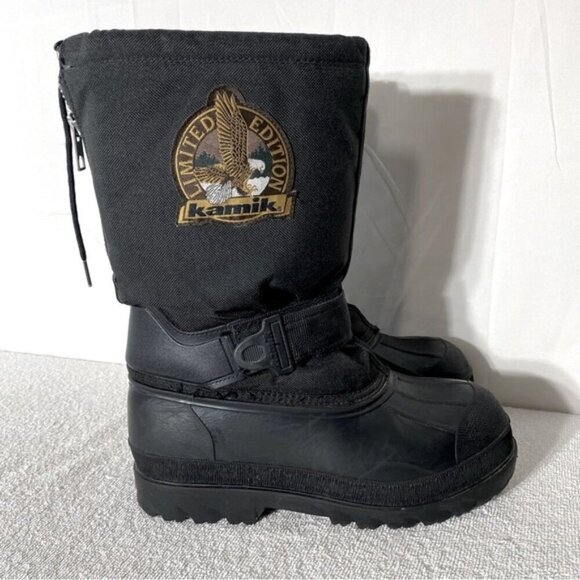 Vintage Kamik Black Limited Edition Embroidered Insulated Winter Boots 9 - Picture 1 of 13